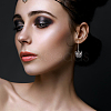 3 Pair 3 Color Enamel Butterfly with Skull Hoop Earrings EJEW-AN0002-46-4