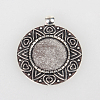 Vintage Tibetan Style Alloy Carved Heart Pendant Cabochon Bezel Settings X-TIBEP-O006-57AS-1