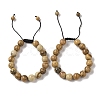 10mm Round Natural Picture Jasper Braided Bead Bracelets BJEW-C067-01C-28-1