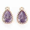 Brass Inlaid Cubic Zirconia Charms X-KK-S356-771G-1