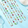 Ocean 304 Stainless Steel Colorful Enamel Starfish Fish Turtle Link Chain Necklaces for Women NJEW-JN05806-1