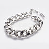 Tarnish Resistant Men's 304 Stainless Steel Curb Chain Bracelets STAS-I075-49B-1