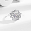 Sunflower Rotatable Open Cuff Rings for Women RJEW-S402-09P-1