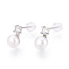 Brass Natural Pearl Stud Earrings PEAR-N020-08G-1