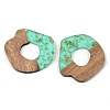 Transparent Resin & Walnut Wood Pendants RESI-S389-050A-B02-2