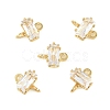 Brass Pave Cubic Zirconia Rectangle Connector Charms KK-P347-06G-03-1