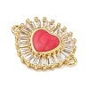 Brass Pave Clear Cubic Zirconia Connector Charms KK-A293-12G-02-2