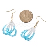 304 Stainless Steel Glass Flower Dangle Earrings EJEW-JE06721-4