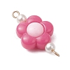 Two Tone Opaque Acrylic & Glass Pearl Flower Connector Charms PALLOY-JF03484-01-4