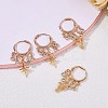 Cactus Brass Dangle Huggie Hoop Earrings EJEW-SW00001-05-5