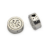 Carved Brass Flat Round Beads KK-J187-11AS-NF-1