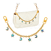 Brass & Natural Paua Shell Star Moon Charm 304 Stainless Steel Bag Decorative Chains HJEW-PH02278-6