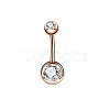 304 Stainless Steel Clear Cubic Zirconia 15 Gauge Round Belly Button Rings WGFD174-03-1