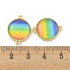 Rack Plating Brass Pave Rainbow Color Resin Connector Charms KK-M290-03C-G-3