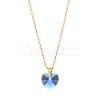 Heart Glass Pendant Necklaces NJEW-K117-01G-2