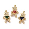 Brass Cubic Zirconia Pendants KK-G453-03G-1