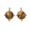 304 Stainless Steel & Natural Tiger Eye Pendants SA-CBA11D7-05G-1
