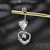 Alloy Crystal Rhinestone Dangle Curved Barbell Belly Rings AJEW-R007-04P-06-1