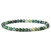 4mm Round Natural Moss Agate Beads Bracelet for Men KG3069-1-1