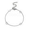 Anti-Tarnish 304 Stainless Steel Heart Link Chains Anklets High Polished AJEW-A057-09B-P-1