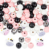 GOMAKERER 120Pcs 7 Styles Cow Theme Painted Natural Wood Beads WOOD-GO0001-08-1