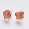 Faceted Glass Stud Earring Findings GLAA-F084-C-2