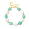 Natural Amazonite & Keshi Pearl Beaded Bracelets for Women BJEW-JB14007-01-3