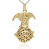 Golden Tone Brass Hollow Round Cage Pendants KK-J242-07G-1