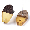 Transparent Resin & Walnut Wood Stud Earring Findings MAK-N032-010A-A02-3