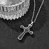 304 Stainless Steel Black Enamel Cross Urn Ashes Necklaces STAS-Z106-05P-2