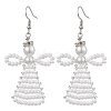 Glass Seed Beads Angle Dangle Earrings EJEW-MZ00288-01-1
