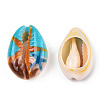 Printed Cowrie Shell Beads X-SSHEL-T013-01C-2