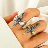 Dragon Alloy Open Cuff Rings for Women Men RJEW-A045-02AS-1
