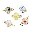 Transparent Evil Eye Glass Connector Charms PALLOY-JF02209-1