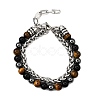 Natural Tiger Eye & Obsidian & Hematite Round Beads Multi-strand Bracelets BJEW-D330-02P-09-4