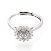 Rhodium Plated 925 Sterling Silver Micro Pave Cubic Zirconia Engagement Solitaire Ring Settings STER-T008-18P-2