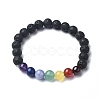 Chakra Natural Lava Rock Beaded Stretch Bracelets BJEW-JB02225-01-2