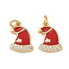 Christmas Brass Micro Pave Cubic Zirconia Enamel Charms KK-L255-19G-10-1