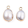 Electroplate Natural Baroque Pearl Keshi Pearl Pendants PEAR-N021-11-3