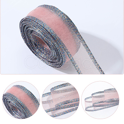 Sparkle Polyester & Metallic Mesh Ribbon for Bowknot Making OCOR-WH20007-19D-1