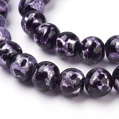 Handmade Silver Foil Lampwork Beads Strands FOIL-L016-A01-1