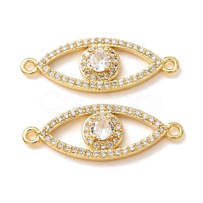 Brass Micro Pave Clear Cubic Zirconia Connector Charms CU-CBA4579-03G-F-1