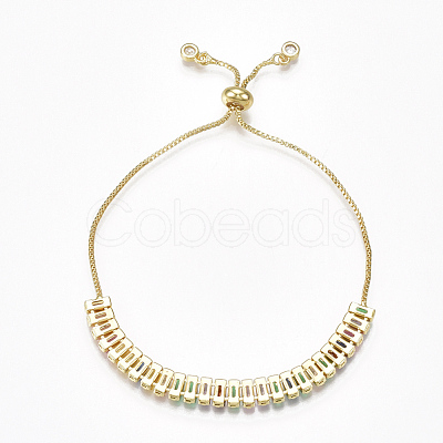 Adjustable Brass Cubic Zirconia Slider Bracelets BJEW-S141-03-1
