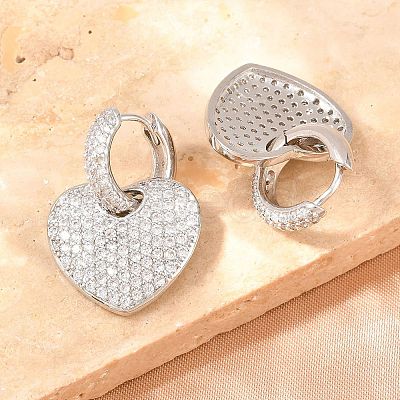Brass Micro Pave Clear Cubic Zirconia Hoop Dangle Earrings EJEW-G471-30E-P-1