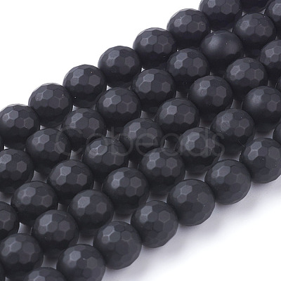 Synthetic Black Stone Beads Strands X-G-C059-8mm-1-1