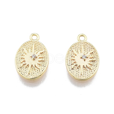 Brass Micro Pave Clear Cubic Zirconia Charms KK-G437-02G-1