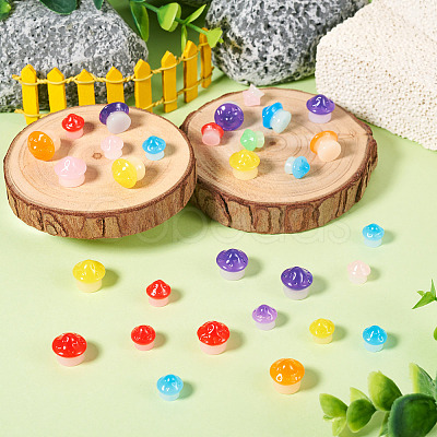 30Pcs 2 Styles Luminous Resin Mushroom Ornament RESI-TA0004-02A-1