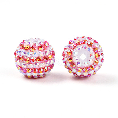 Stripe Pattern Resin AB Rhinestone Round Beads RESI-S313-18x20-11-1