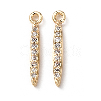 Brass Micro Pave Clear Cubic Zirconia Pendants KK-C253-08G-1