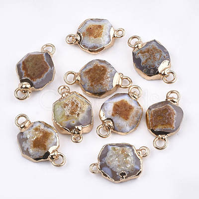 Electroplate Natural Agate Links connectors X-G-T112-05A-1